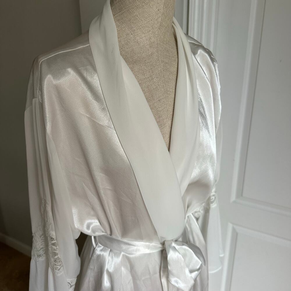 Vintage Oscar de la Renta Pink Label White Satin Bridal Robe Sz L - Picture 4 of 10